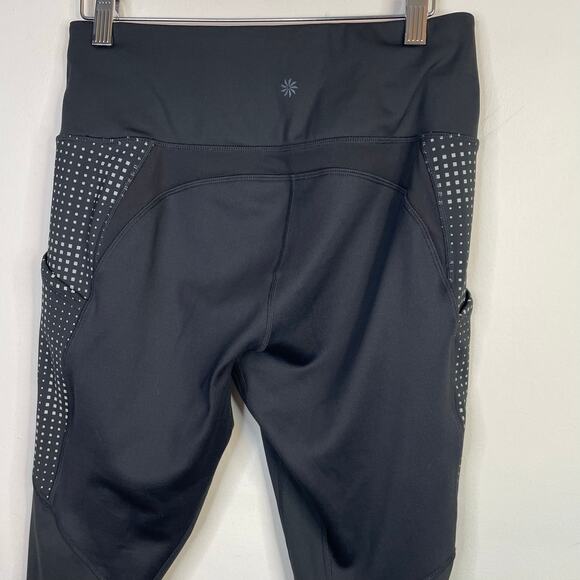 Athleta Radiant Grid High Traverse Leggings Tights Fleece Lined Black Warm M - Picture 9 of 16